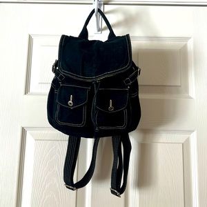 FOSSIL canvas BACK PACK bag purse / drawstring/ black 🖤